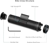 NUWAB Premium Bike Handlebar Grips 5.2in TPR Rubber Black 2pcs Lock-on view 3
