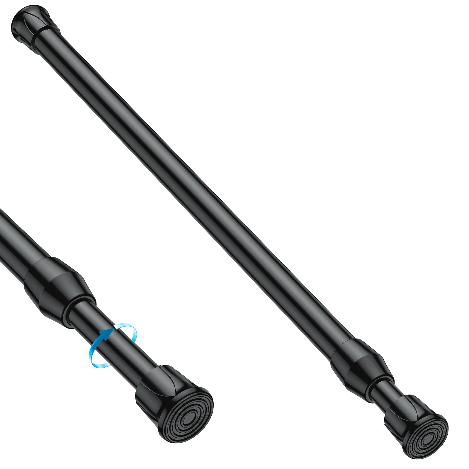 Photo 1 of MEXAU 1PCS Small Tension Curtain Rod 28 to 48 Inch,Black Short Curtain Rods No Drilling,Loaded Expandable Spring Curtain Rods for Kitchen,Closet,Cupboard,Door,Bookshelf