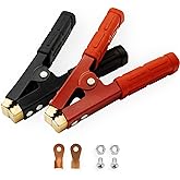 2PCS Battery Jumper Cable Clamps, Govel Heavy Duty Pure Copper Alligator Clips Jumper Cables Boost Clamp, Car Battery Charger Clamps, Suitable for Car Auto Vehicle Boat (Red & Black)