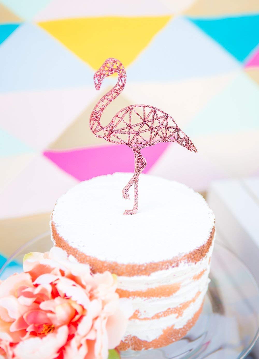 Flamingo Cake Topper Geometric Party Cake
