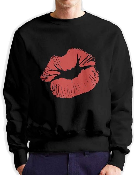 Kiss Mark Lips Men's Crew Neck Hoodie Clothing