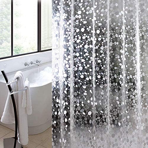 Homehold 3D Cobblestone Pattern EVA Shower Curtain Liner,Waterproof Mildew-Free Shower Curtain for Bathroom Eco Friendly with Bottom Magnets and Metal Grommets,100 CM Wide By 180 CM Long