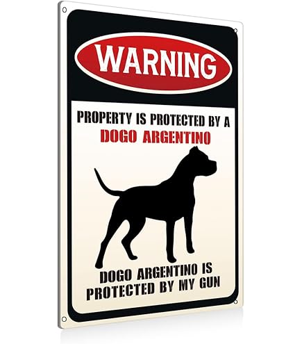 Nanyuk DOGO Argentino Warnschild – Metall, 30,5 X 20 Cm, Mit Lochung Für Befestigung