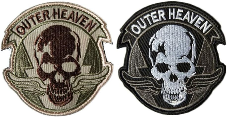 QTao UPA249 Hook & Loop Metal Gear Solid V 1980s Outer Heaven Tactical Morale Patch Embroidered Appliques 2pcs (Color - 1)