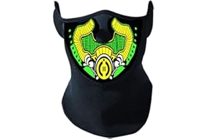 Tricandide Unisex Halloween DJ Music Party Night Riding Mask Sound Activated LED Light Up Mask M033