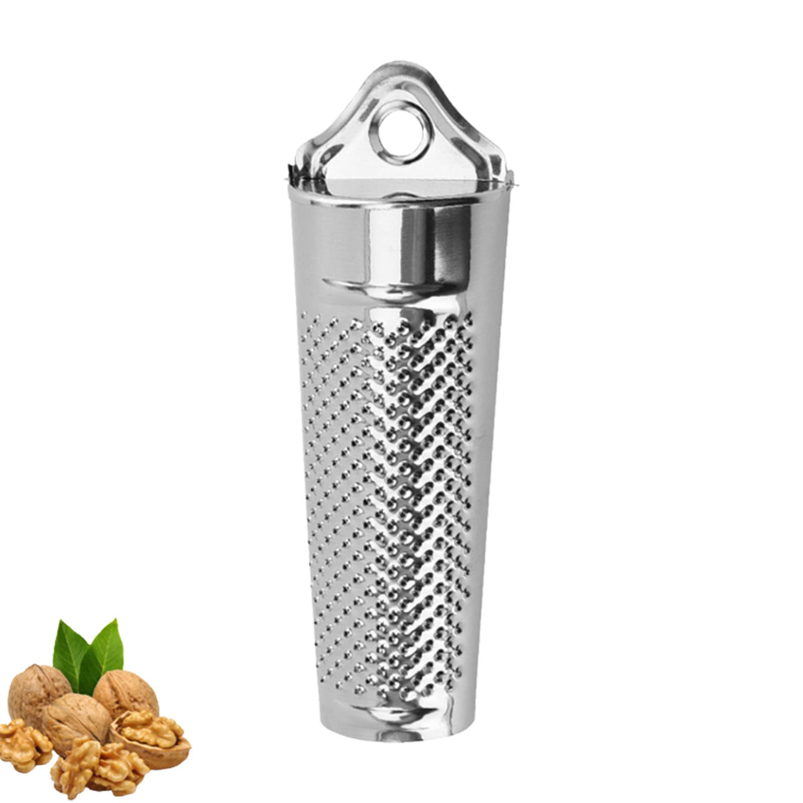 Nutmeg Grater Stainless Steel Cheese Grater Handheld Nutmeg Grinder with Container for Kitchen Hard Cheese Citrus Fruits Garlic Nut and Nutmeg