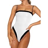 Roevite One Piece Swimsuit for Women Tummy Control Square Neck Swimwear Tie Back Bathing Suit