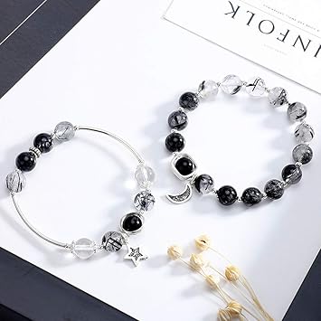 AlonSwallow Armband Natural Crystal Crystal Crystal Couple Armband 925 Silver Star Month Crystal Armband to Send Couple Girlf