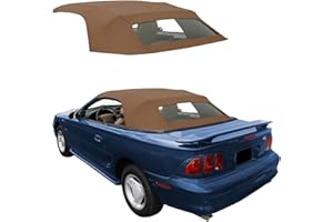 SIERRA AUTO TOPS & SEATS Sierra Auto Tops Convertible Top Replacement for Ford Mustang 19942004, Sailcloth Vinyl, Saddle, Heated Glass Window