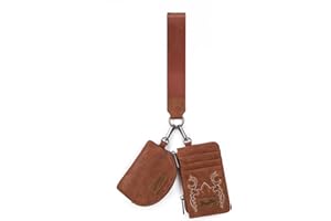 MONTANA WEST Wrangler KeyChain Wristlet Wallets for Women Western Dual Pouch Wristlet Embroidered Boot Scroll Card Holder Wallet With Zipper