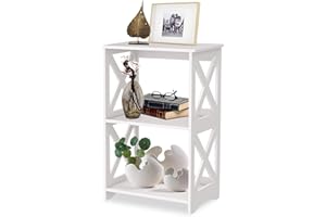 OKSTENCK Small Bookshelf Bookcase 2 Layers, White Side Table, Bedside Table, End Table, Suitable for Living Room, Bedroom, Of