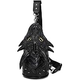 ZGRJSZDD Men and Women 3D Dragon Head Purse Crossbody Shoulder Sling Bag | PVC material with chain top handle and detachable shoulder strap. Gothic edgy style, great for cosplay, festivals, Halloween.