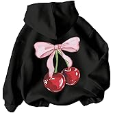 GORGLITTER Women's Cute Cherry Hoodies Graphic Oversized Pullover Lightweight Aesthetic Hooded Sweatshirts
