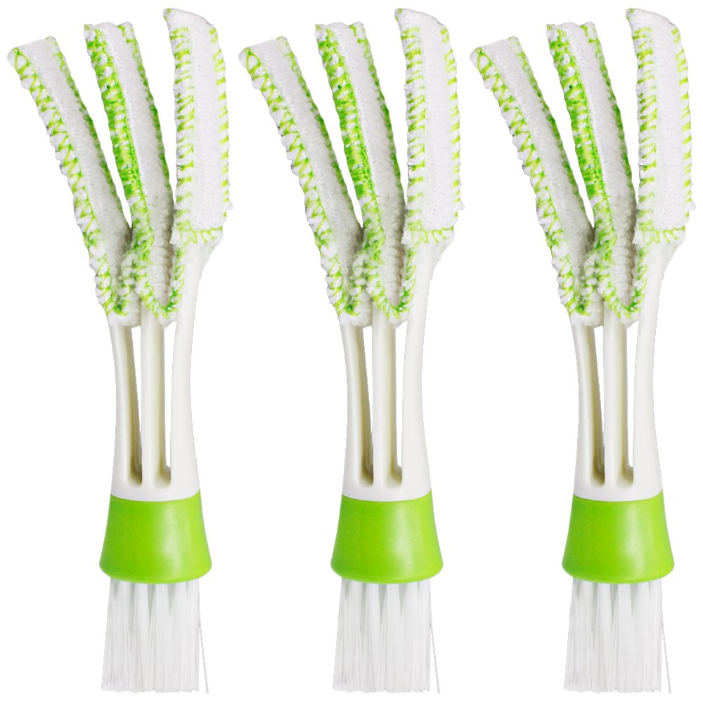 SENHAI Mini Duster for Car Air Vent, Set of 3 Automotive Air Conditioner Cleaner and Brush, Dust Collector Cleaning Cloth Tool for Keyboard Window Leaves Blinds Shutter