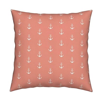 Amazon Com Roostery Pink Anchor Linen Cotton Throw Pillow Cover