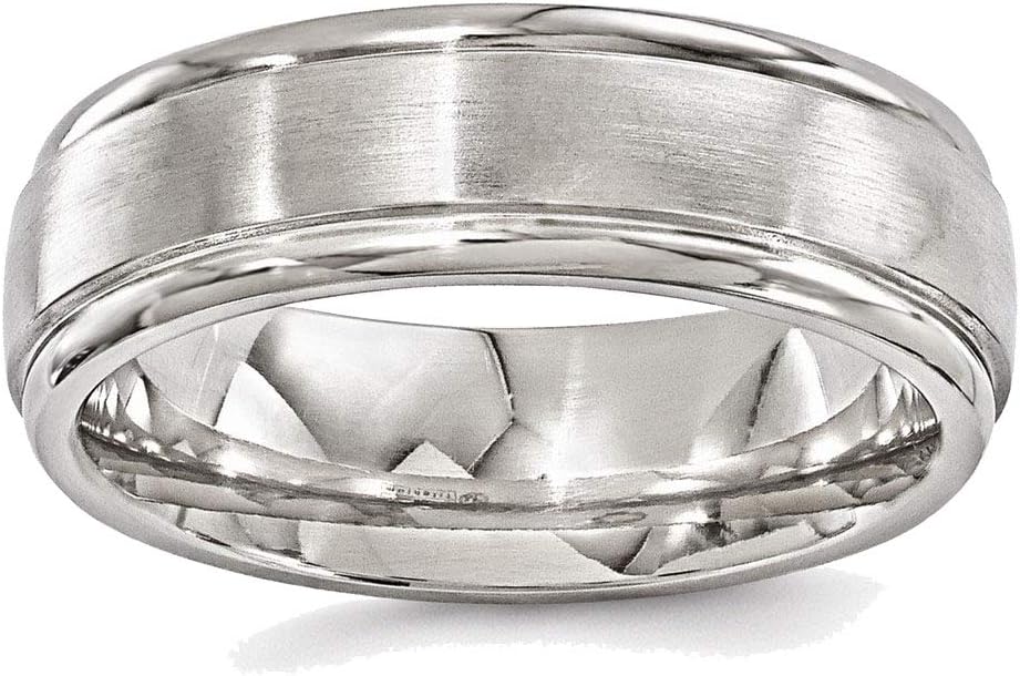 Edward Mirell Brushed and Polished Titanium 7mm Wedding Band
