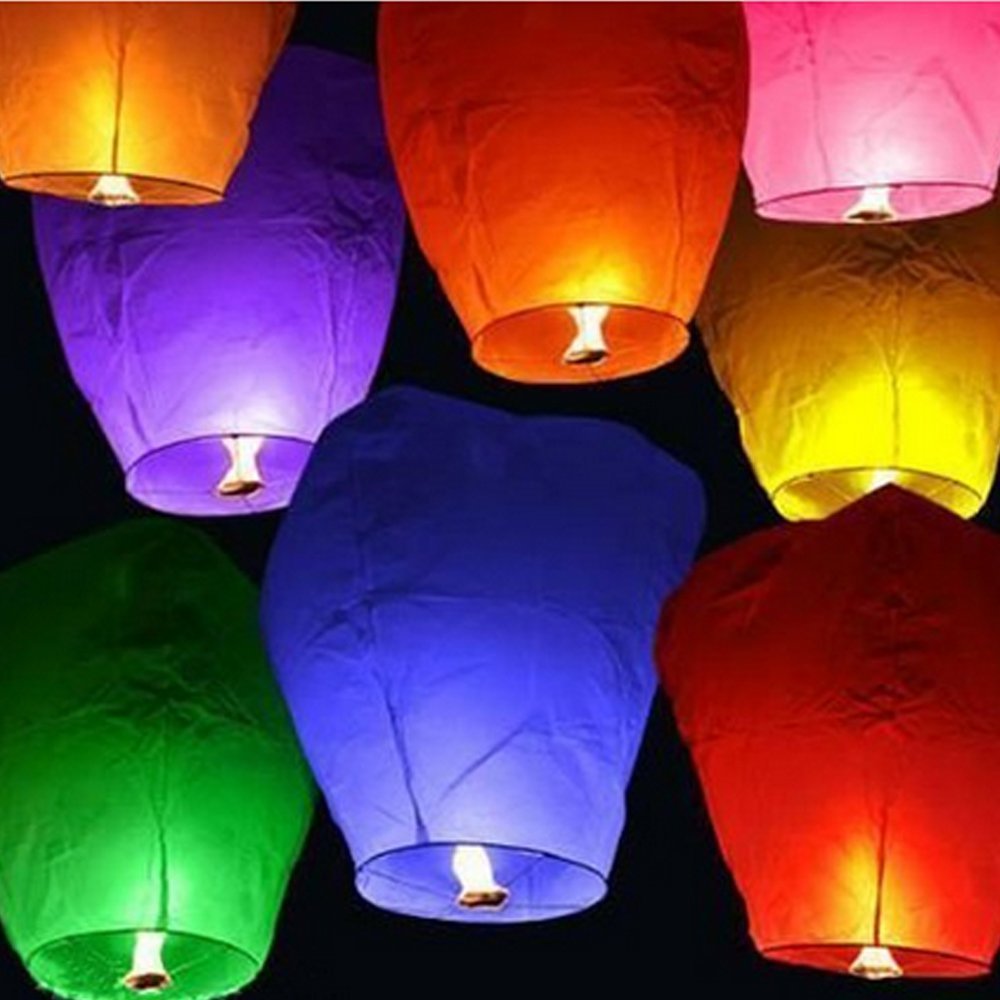 Wedding and Party Store 10 Pack Mixed Paper Chinese Lanterns, Multi-Colour