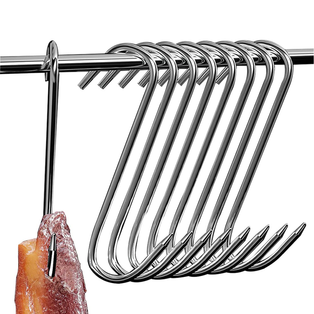 WEERSTONE Butcher Hooks, 12 S Hooks, Stainless Steel, 15 cm, S-shaped for BBQ, Meat & Fish Processing