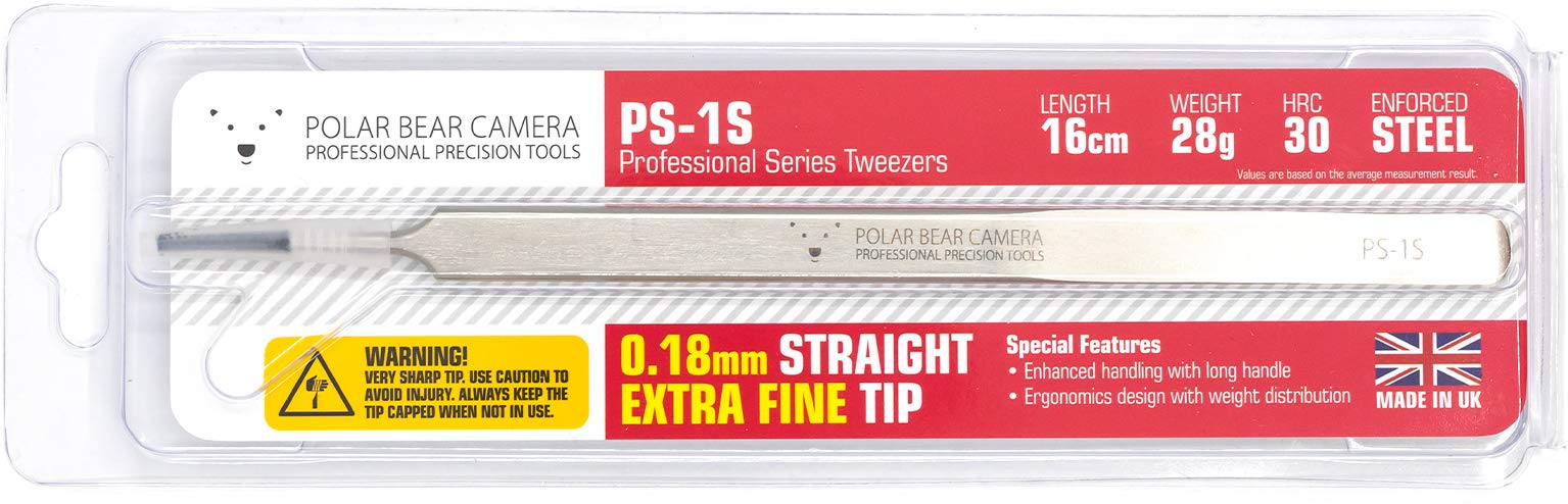 Extra Fine Tip Stainless Steel Tweezers (164mm/0.18mm/Straight) Made in England for Professional/Industrial Use Only