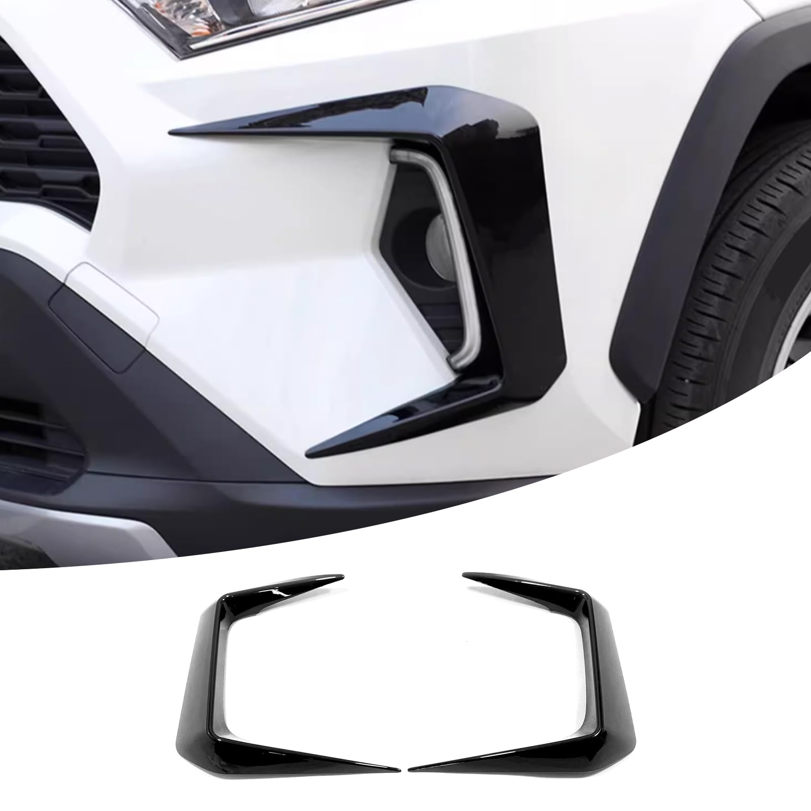 Photo 1 of JIEOSDIN Car Accessories Exterior Fog Light Trim Cover Front Eyebrow Spoiler (Glossy Black) Fit for 2019 2020 2021 2022-2025 Toyota Rav4 ABS 2 PCS Not Fit RHD/Adventure