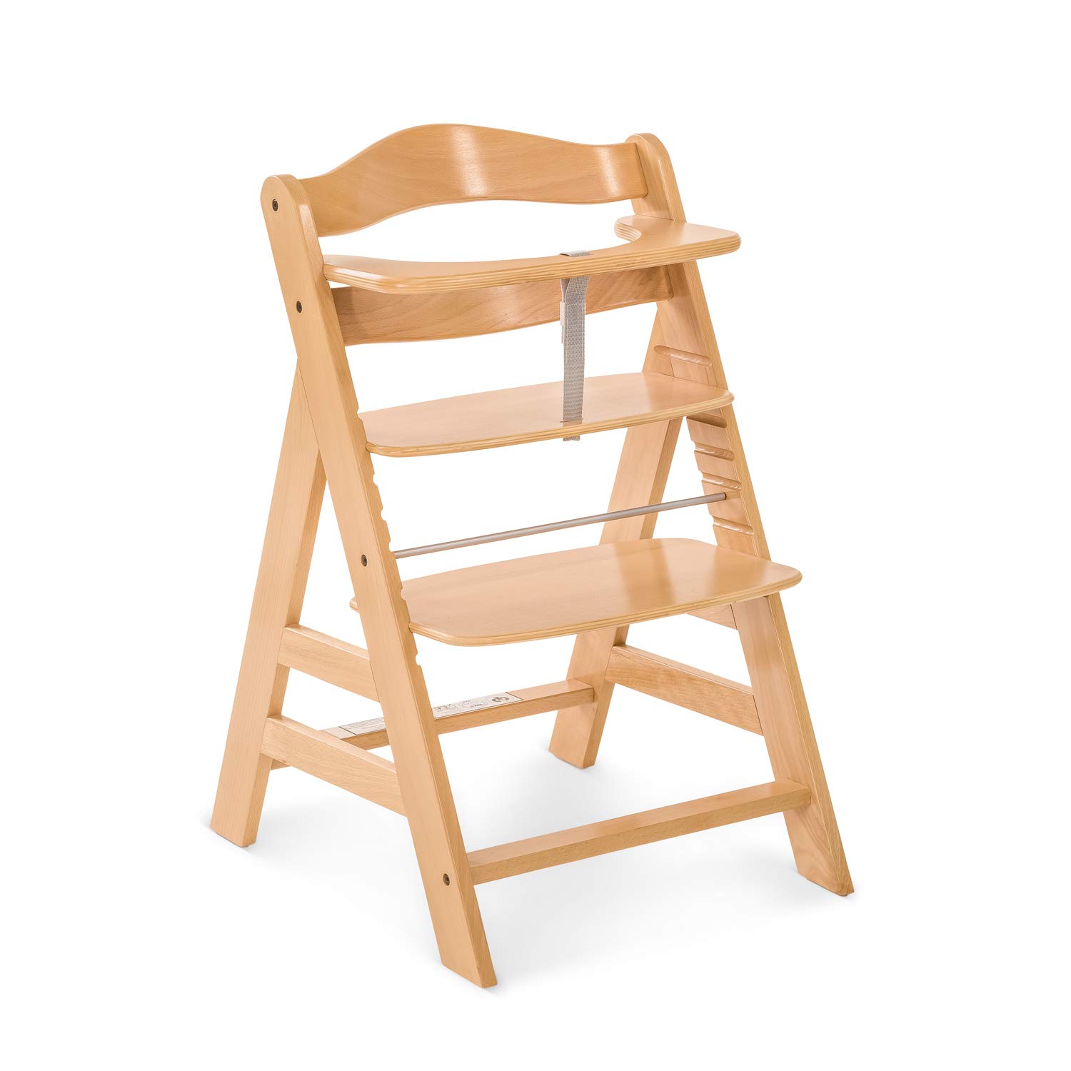 Hauck Alpha Hochstuhl Holz Kinderhochstuhl ab 6 Monaten, mitwachsend, höhenverstellbar, bis 90 kg belastbar, in Kombination mit Alpha Bouncer ab Geburt nutzbar, 1 teilig, natur