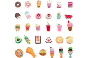 CLOCK KING 30Pcs 3D Food Erasers for Kids, All are Food Styles, Random Desktop Pets Toys Gifts, Mini Puzzle Classroom Rewards, Kids Party Favors Back to School Supplies