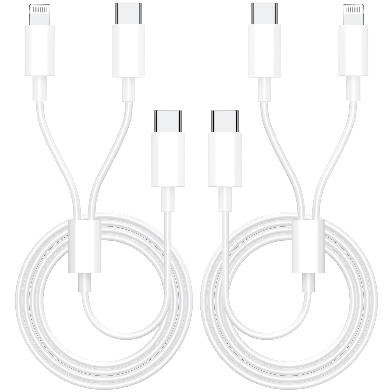Photo 1 of [Apple MFi Certified] 2 in 1 USB C Cable 6FT, 2Pack 60W USB C to USB C/Lightning Cable Multi Charging Type C Cords iPhone CarPlay Cord for iPhone 16 15 14 13 12 11 Pro Max XS iPad Airpods