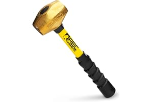 ABC HAMMERS Brass Hammer - 4 lb. USA Made Non-Sparking Hammer with 12" Fiberglass Handle & Double Faced Head - ABC4BFB