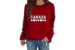 Womens Canada Sweatshirt Canadian Maple Leaf 3D Print Patriotic Tops Long Sleeve Canada Day Flag July 1st Spring Pullover