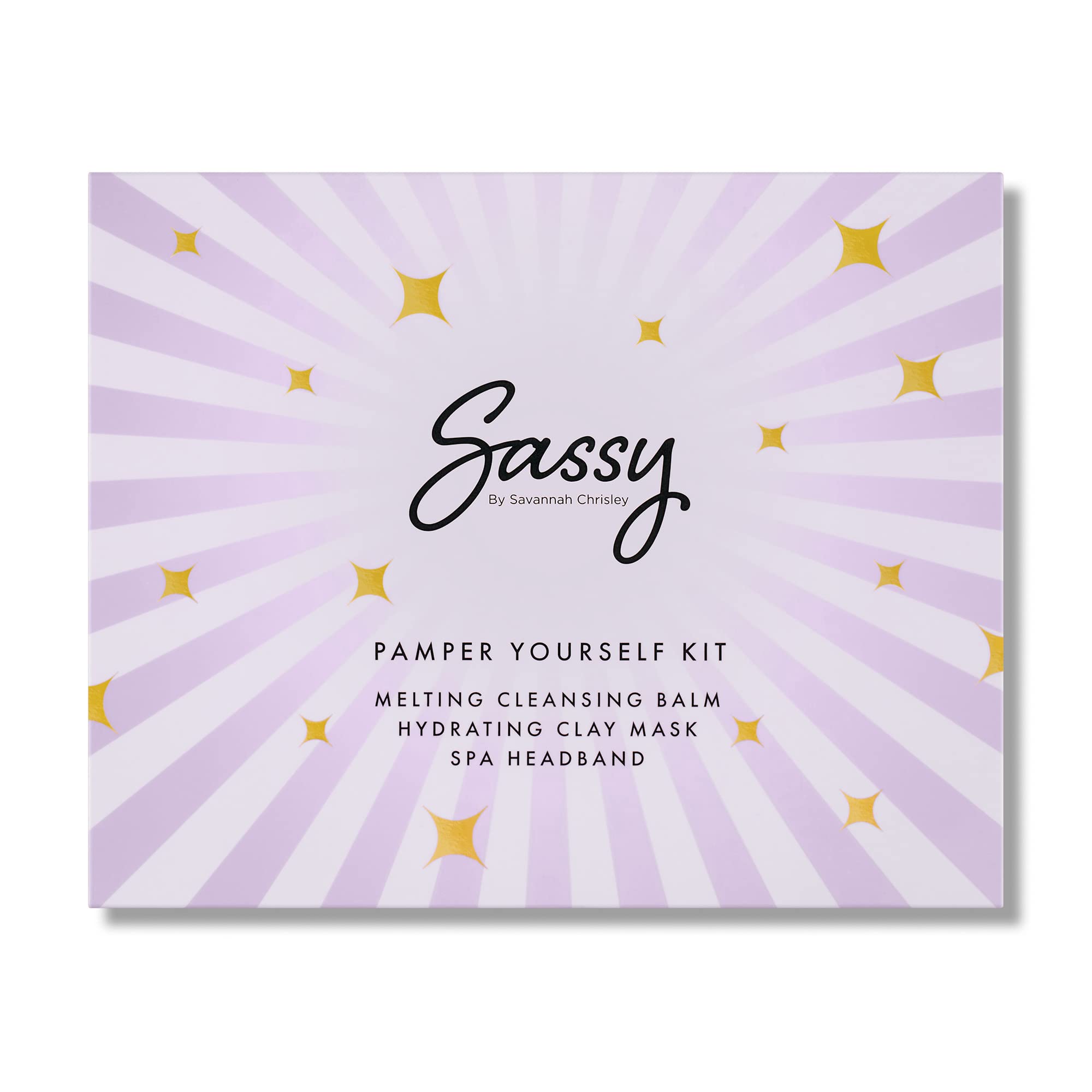 Sassy by Savannah Chrisley Pamper Yourself Kit - Cleansing Balm and Clay Mask with Headband - Perfectly Absorbs Excess Oils for Smoother Skin - Helps Reveal Clearer Complexion - 3 pc Spa Kit