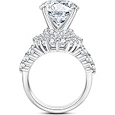 AnuClub Halo Moissanite Engagement Rings 3.8-4.75cttw(3ct Center Stone) D Color VVS1 925 Sterling Silver Vintage Anniversary Wedding Promise Rings for Women with Certificate