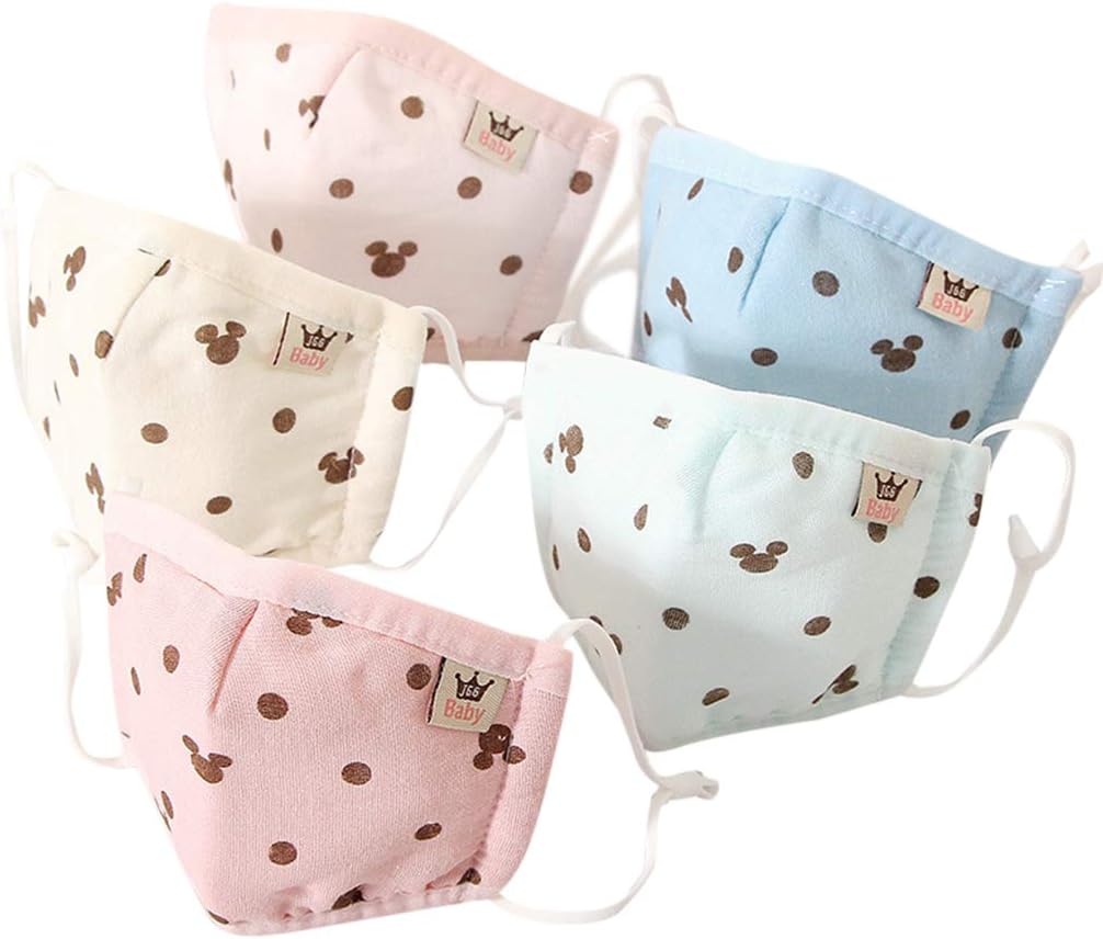 Xiaoyao24 Infant Baby Kids Winter Cotton Anti Dust Mouth Mask Cartoon Fish Polka Dot Cat Printed Candy Color Warmer Washable Adjustable Respirator