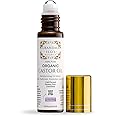 Pure Organic Castor Oil Roll On For Lips, Eyebrows, Under Eyes, Eyelashes and Cuticles - Easy, Less Mess Moisturizer Roller ball Cold Pressed, Hexane Free, Unrefined, Glass Bottle - Travel Size