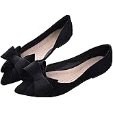 SAILING LU Womens Bowknot Ballet Flats Pointy Toe Casual Flat Shoes Suede Dressy Wear to Work Slip-Ons Moccasins