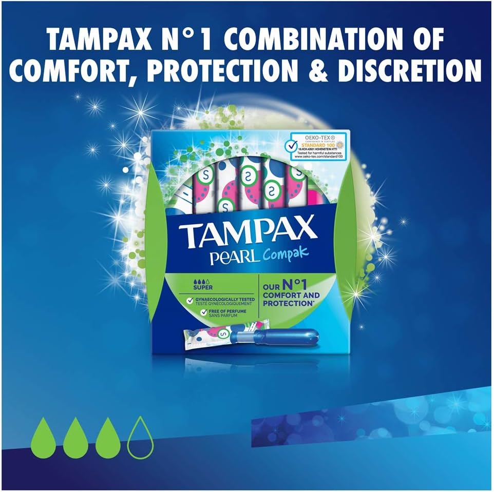 Tampax Pearl Compak Super Tampons with Applicator 36X, Tampax's Best Tampon for Comfort Protection and Discretion - Image 3
