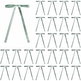 Meseey 30 Pcs Satin Bows with Twist Tie 5 x 7 Inch Pretied Premade Ribbon Bows for Tree Wreath Garland Home Decor Indoor Outdoor Decorations (Sage Green)
