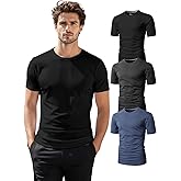 H2H Mens T-Shirts - Plain Novelty Slim Short Sleeve Cotton Blend (V Neck/Crew Neck) Multipack Size XS to 3XL