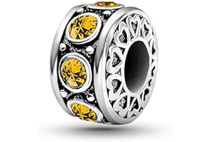 KunBead January-December Birthstone Birthday Heart Bead Charms Compatible with Pandora Bracelet for Mom Daughter Grandma Granddaughter Nana Auntie Wife Sister Best Friend