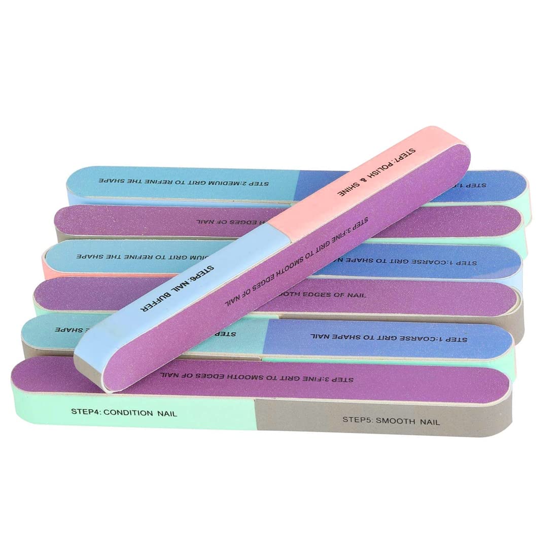 LIUJZZJ 6 Pack Nail File and Nail Buffer Cosmetic Manicure, 7 Ways