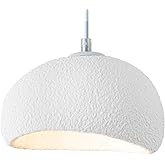 BESTWEST 7.87 inch Wabi Sabi Pendant Light Modern Japanese Ceiling Fixture for Dining Room Kitchen Island Hallway, White E26 