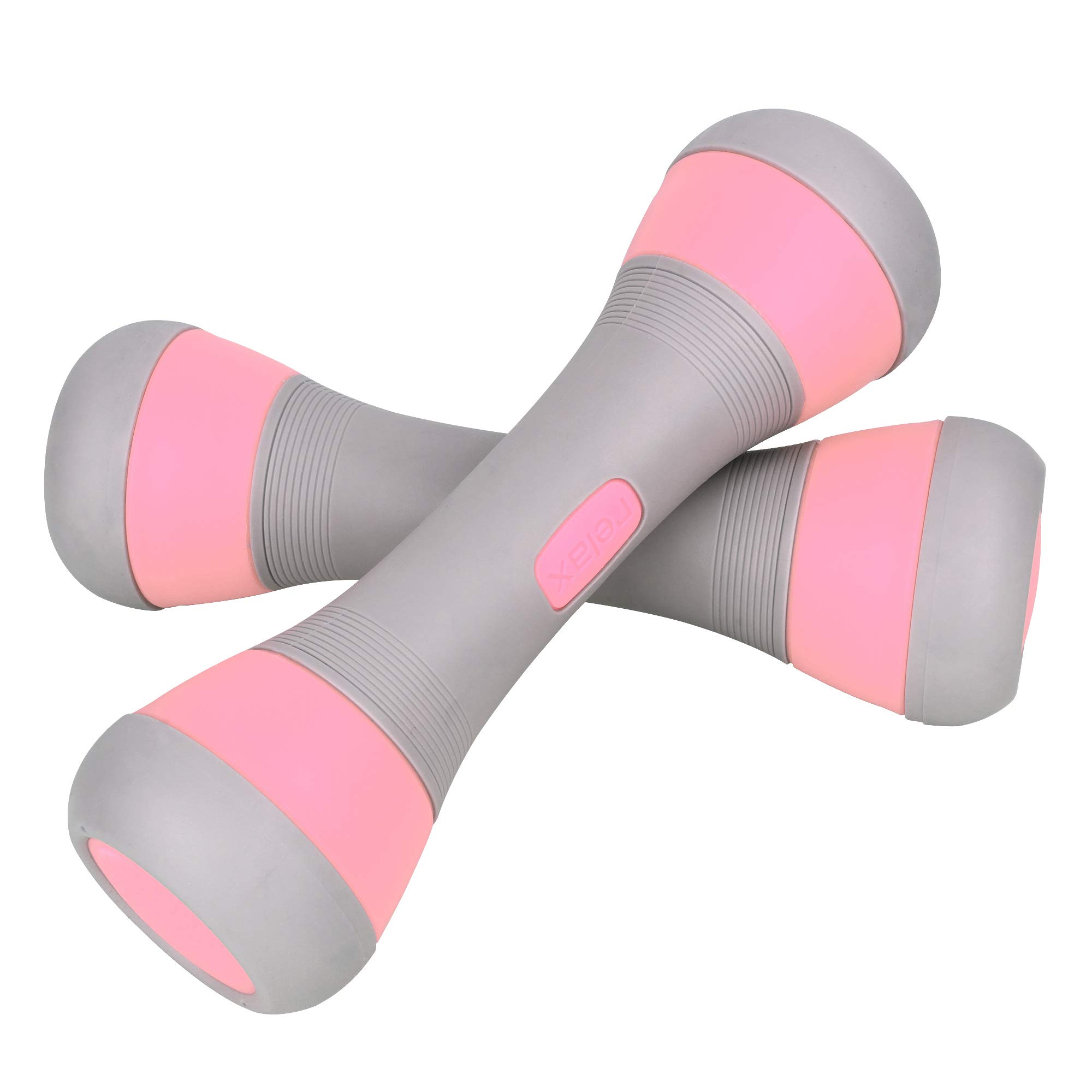 ZhaoCo Adjustable Dumbbell Set, Weights for Women, 5 Weight Options from 1 to 2 KG, Non-Slip Neoprene Handlebar - Pink