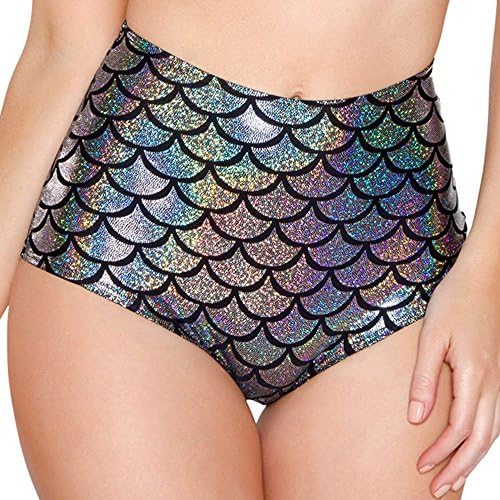 Women's High Waisted Sexy Mermaid Shorts Fish Scale Booty Bottoms Free Size