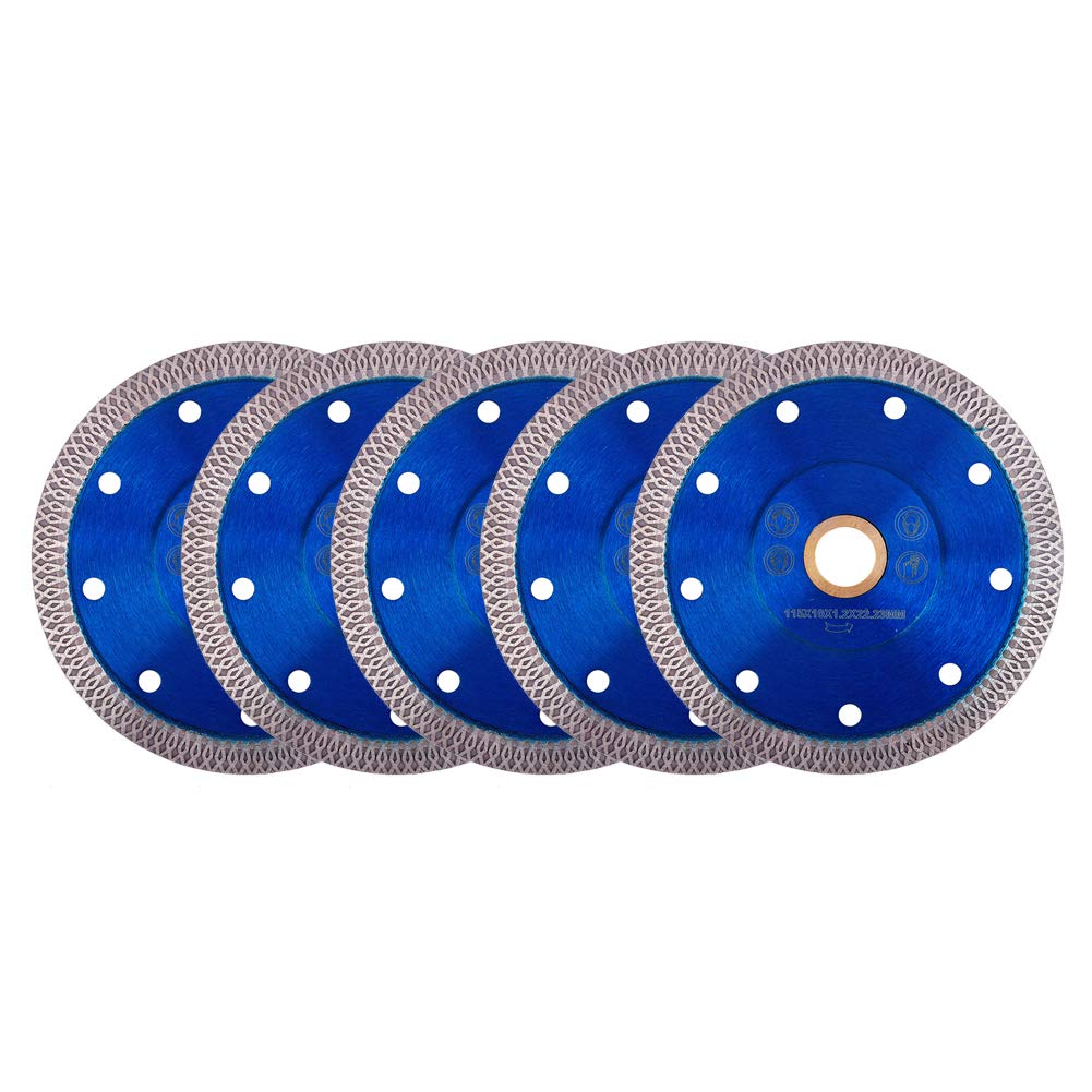 GoYonder 5pcs 4.5 Inch Super Thin Diamond Saw Blade for Cutting Porcelain Tiles Granite Marble Ceramics Stone Brick