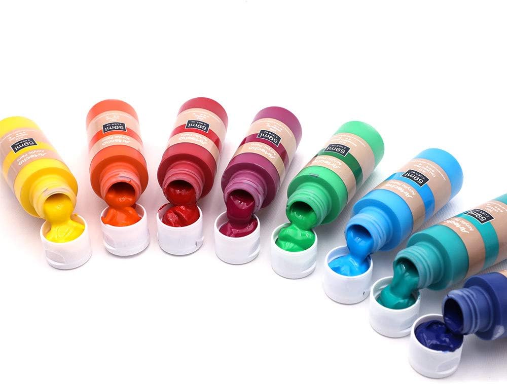 Artecho Acrylic Paint Acrylic Paint Set for Art, 24 Colors 2 Ounce/59ml Basic Acrylic Paint Supplies for Wood, Fabric, Crafts, Canvas, Leather&Stone
