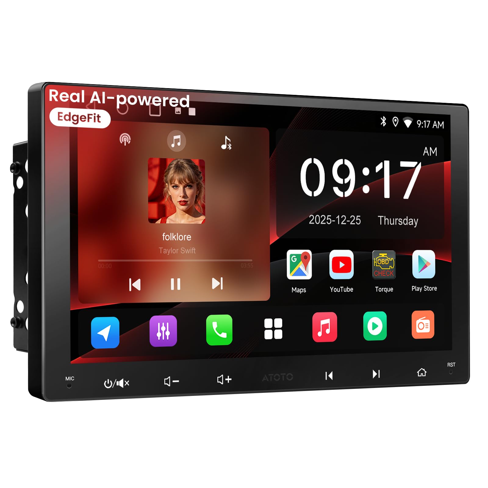 ATOTOZONE A5L 9" Android Double Din Car Stereo, DriveChat AI Driving Assistant, TrackHU GPS Tracking, Bluetooth Screen Auto-lock, Wi-Fi/USB Tethering, Wireless CarPlay & Android Auto, OTA Upgrade