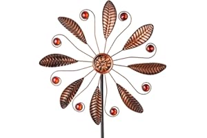 OUTSTAUES Metal Wind Spinners Outdoor Small Leaves Wind Spinner Waterproof Wind Sculptures & Spinners for Garden Patio Lawn D