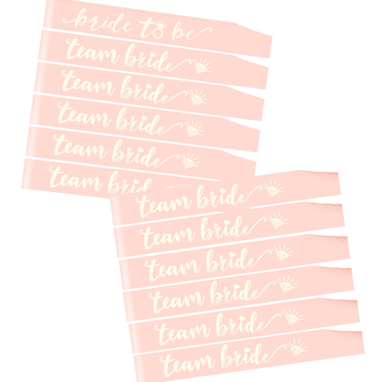 HOWAF 12pk Hen Party Sashes, 11 Team Bride Sashes + 1 Bride to Be Sash, Rose Gold Hen Do Sash Decoration for Girls Hen Night Out Bridal Shower Wedding Hen Party Accessories