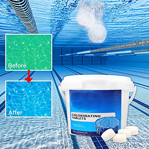 Swimming Chlorine Tablets, 500g Pool Chlorine Tablets with Chlorine Tablets Floater Pool Supplys Chlorinating Tablets Above Ground Pool Accessories for Swimming Pools Hot Tubs Spas