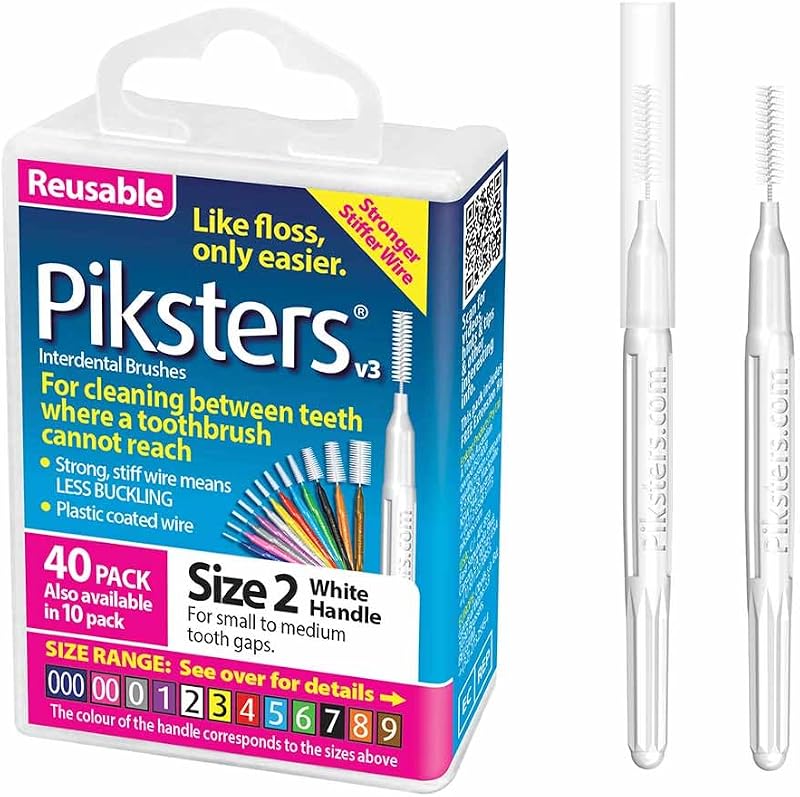 Piksters Interdental Brushes Size 2, 40 pk, Safe for Braces, Gum Soft