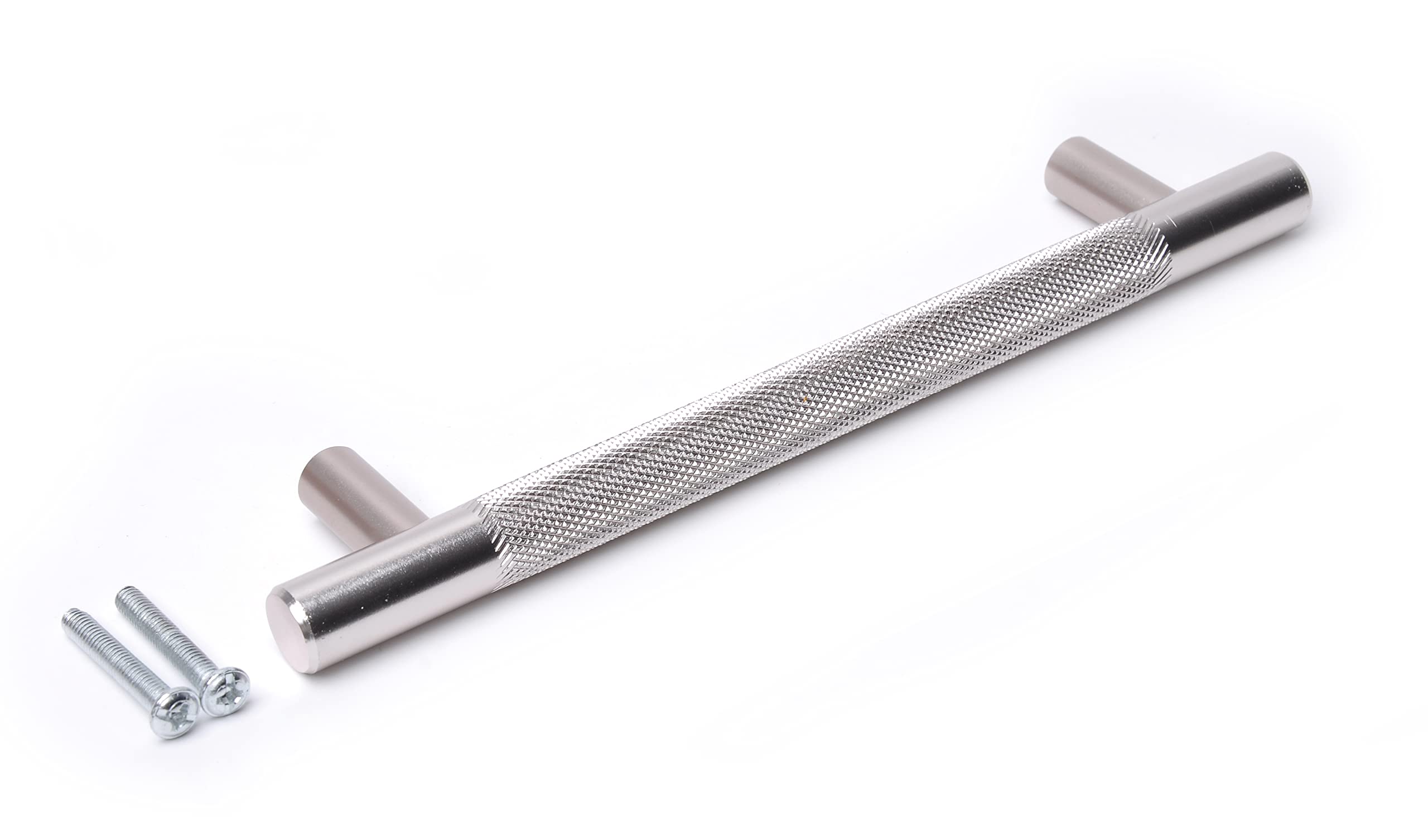 Chrome Silver Finish Knurled T Bar Modern Kitchen Cupboard Cabinet Drawer Bar Door Handle Knob (1, 256mm)